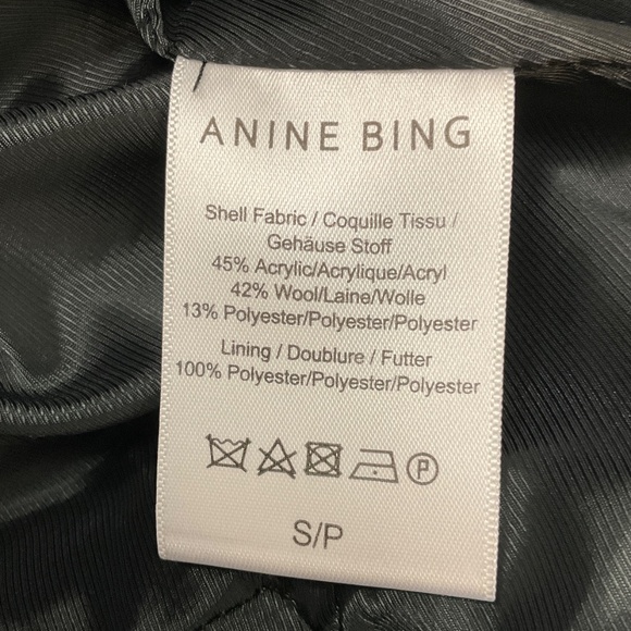 ANINE BING TAN / BLACK DIANA DOUBLE BREASTED HERRINGBONE PATTERN JACKET - Picture 5 of 5